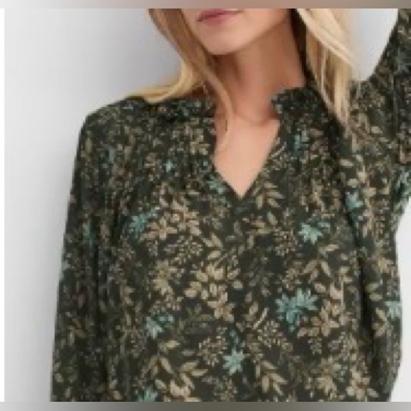 LOFT Tops - LOFT Garden Pintucked Ruffle Blouse - Mountain Evergreen - Size M - NWOT